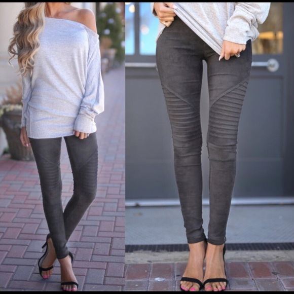 grey suede pants